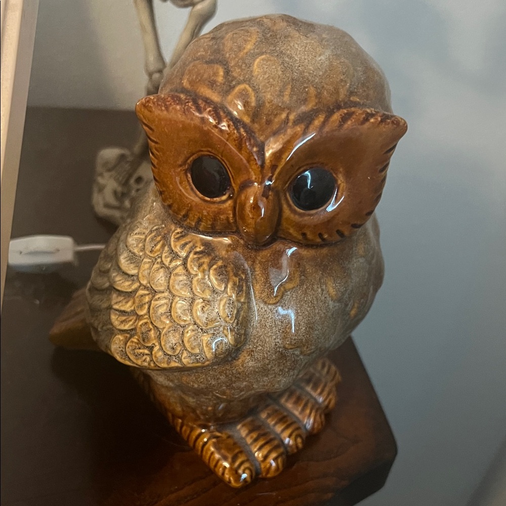 Brown Ceramic Owl Figurine